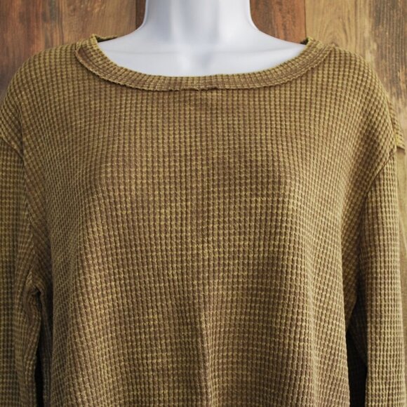 Zenana Washed Baby Waffle Long Sleeve Crew Neck Top S - Picture 3 of 5